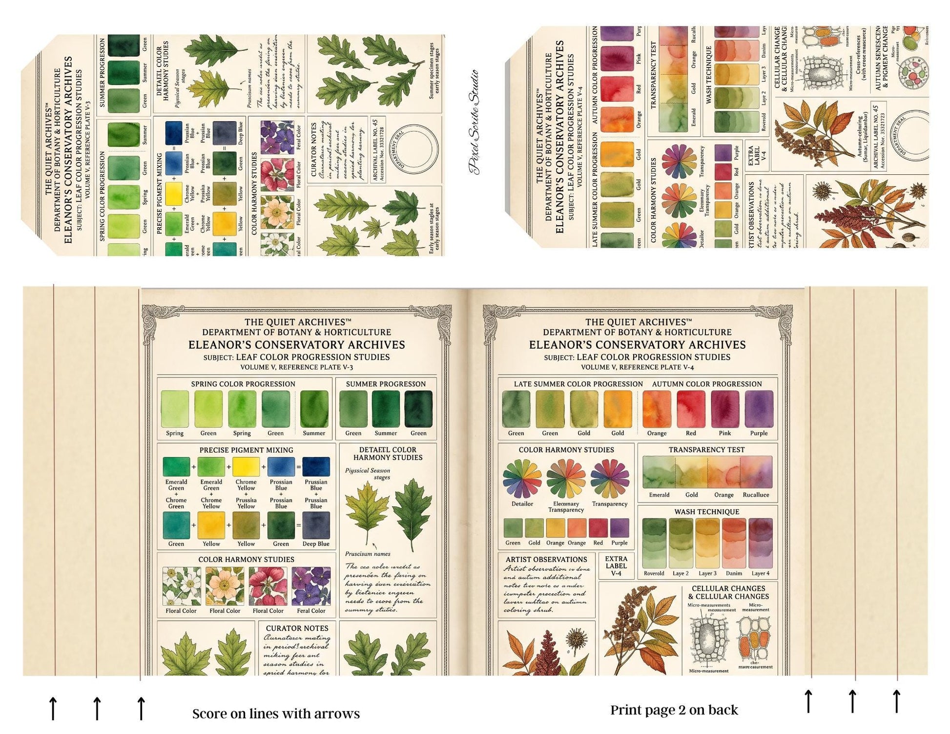 Botanical Reference Library Accordion File Folder Printable | Vintage Plant Study | Junk Journal Kit | Instant Download