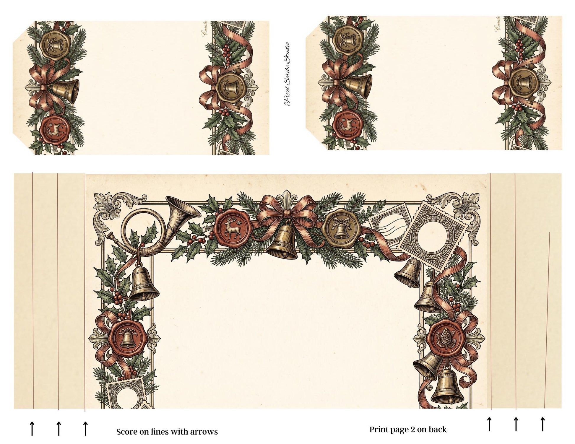 Victorian Christmas Accordion File Folder | 18 Printable Pages | Mix & Match Junk Journal Kit | Holiday Ephemera | Vintage Christmas Prints
