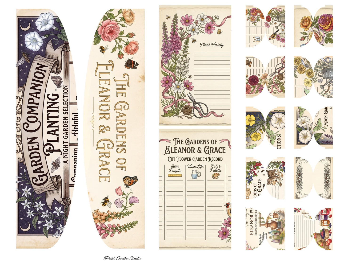 Eleanor & Grace Accordion File Folder | Garden Journal Printable | 18 Page Digital Kit | Junk Journal | Instant Download