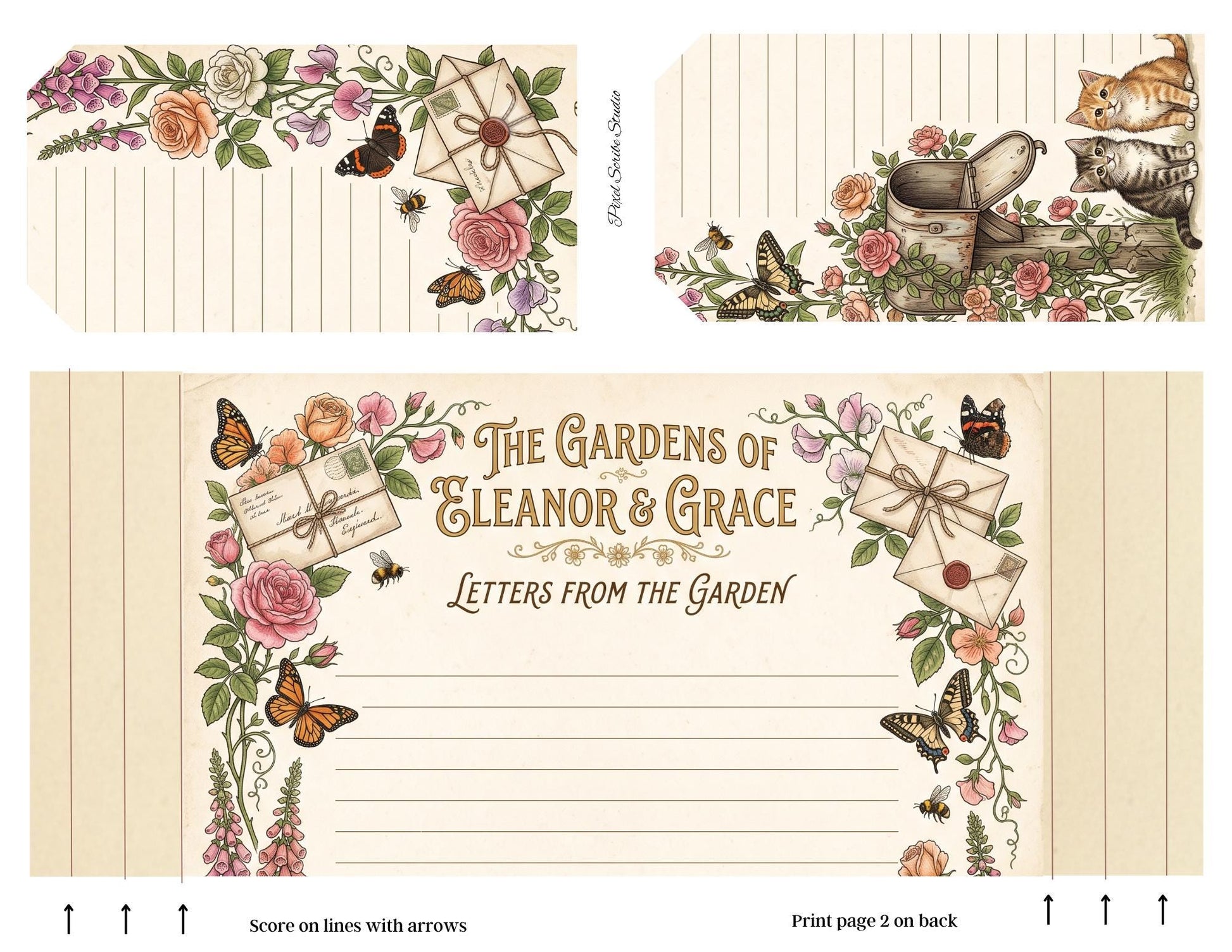 Eleanor & Grace Accordion File Folder | Garden Journal Printable | 18 Page Digital Kit | Junk Journal | Instant Download