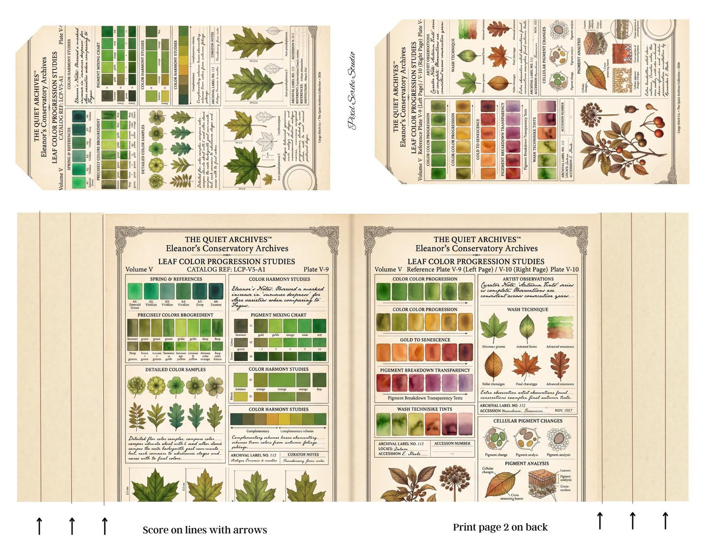 Botanical Reference Library Accordion File Folder Printable | Vintage Plant Study | Junk Journal Kit | Instant Download