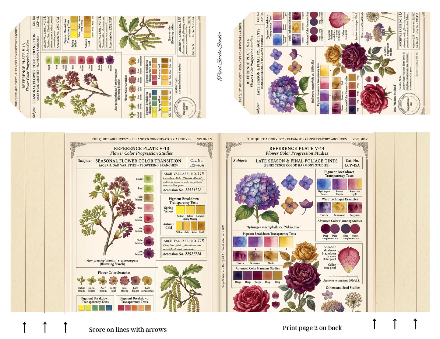Botanical Reference Library Accordion File Folder Printable | Vintage Plant Study | Junk Journal Kit | Instant Download