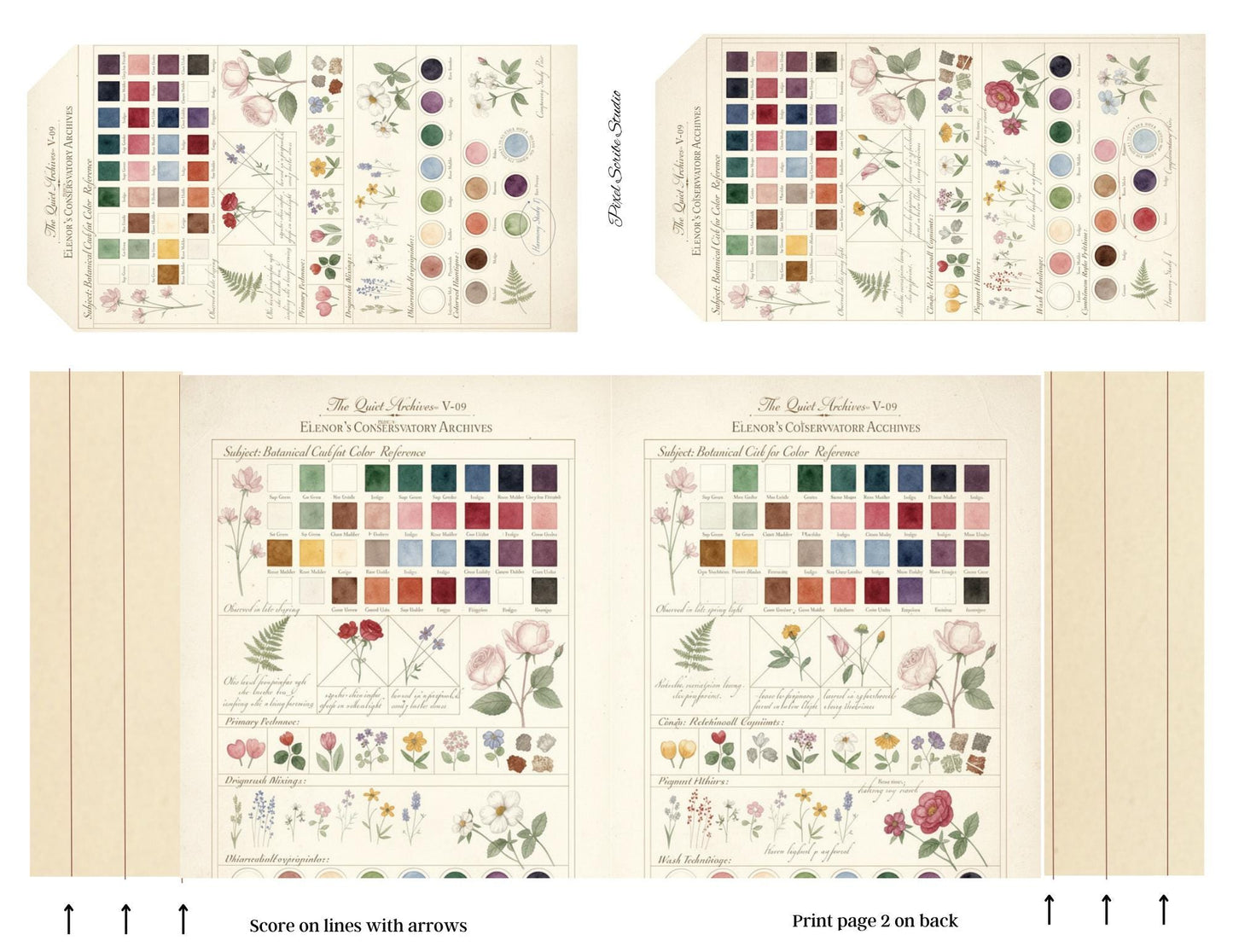 Botanical Reference Library Accordion File Folder Printable | Vintage Plant Study | Junk Journal Kit | Instant Download