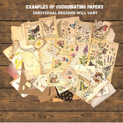 Curated Ephemera Pack | Botanical Field Notes Journal Pieces | Handmade Vintage Journal Kit for Junk Journals & Collage