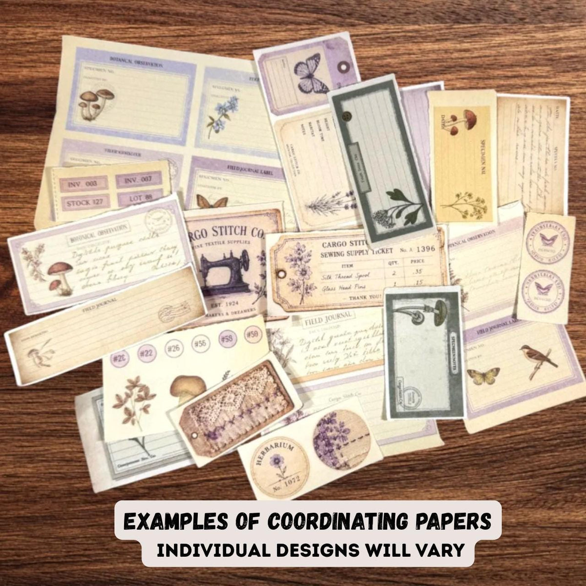 Mini Lavender Atelier Sewing Junk Journal Bundle | Vintage Sewing Ephemera Kit | Lavender Lace Journal Pages | Handmade Junk Journal Kit