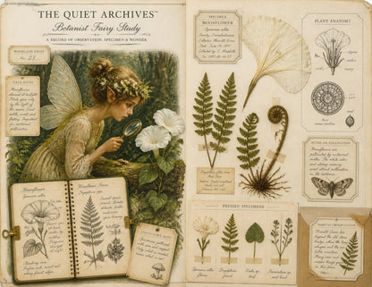 Fairy Naturalist Garden Junk Journal Ephemera Pack, The Quiet Archives, Botanical Fairy Papers, Handmade Journal Bundle