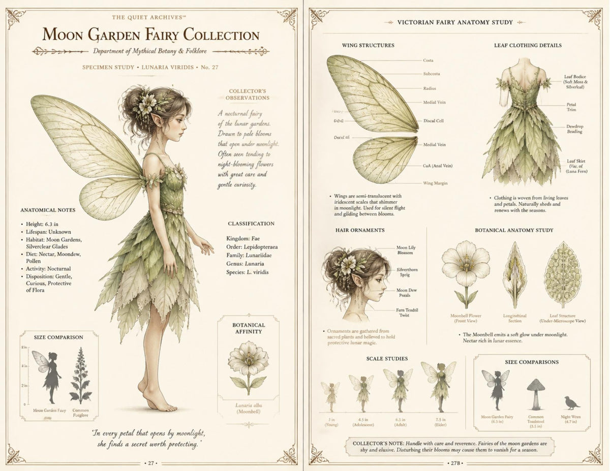 Moon Garden Fairy Junk Journal Ephemera Pack | Fairy Natural History Pages | Handmade Journal Bundle | The Quiet Archives