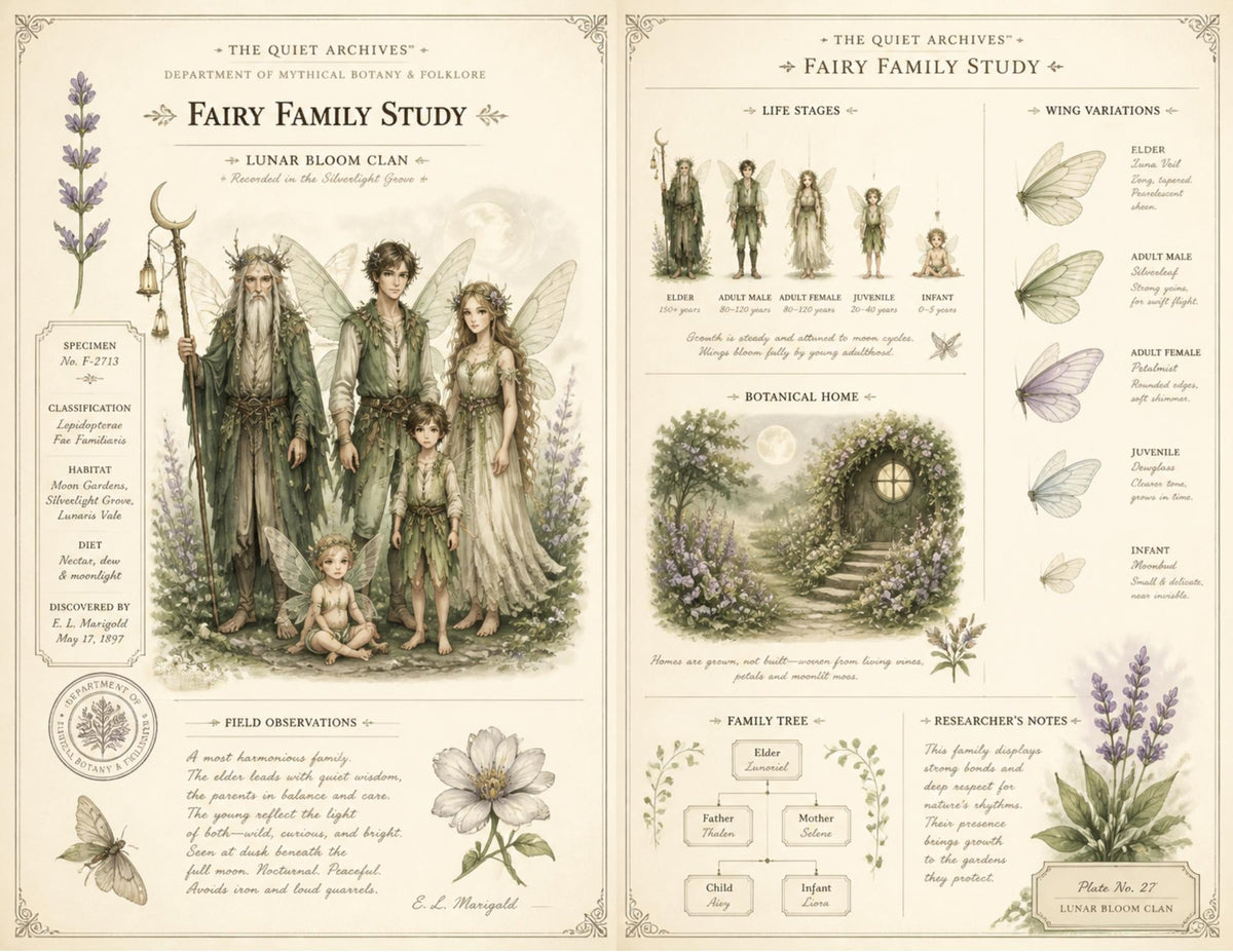 Moon Garden Fairy Junk Journal Ephemera Pack | Fairy Natural History Pages | Handmade Journal Bundle | The Quiet Archives