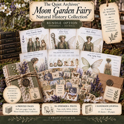 Moon Garden Fairy Junk Journal Ephemera Pack | Fairy Natural History Pages | Handmade Journal Bundle | The Quiet Archives