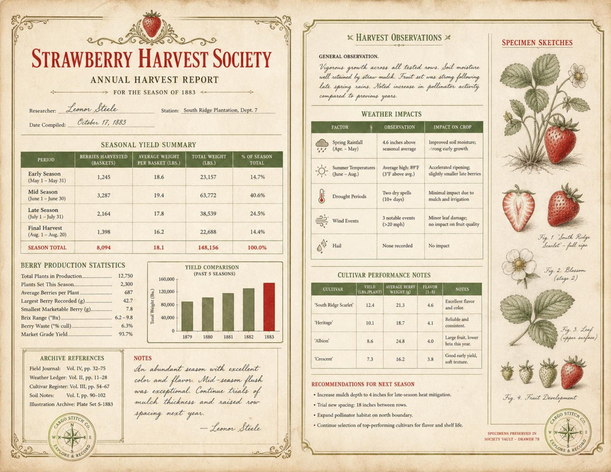 Strawberry Harvest Society Junk Journal Ephemera Pack, Vintage Botanical Garden Journal, Strawberry Paper Craft Bundle