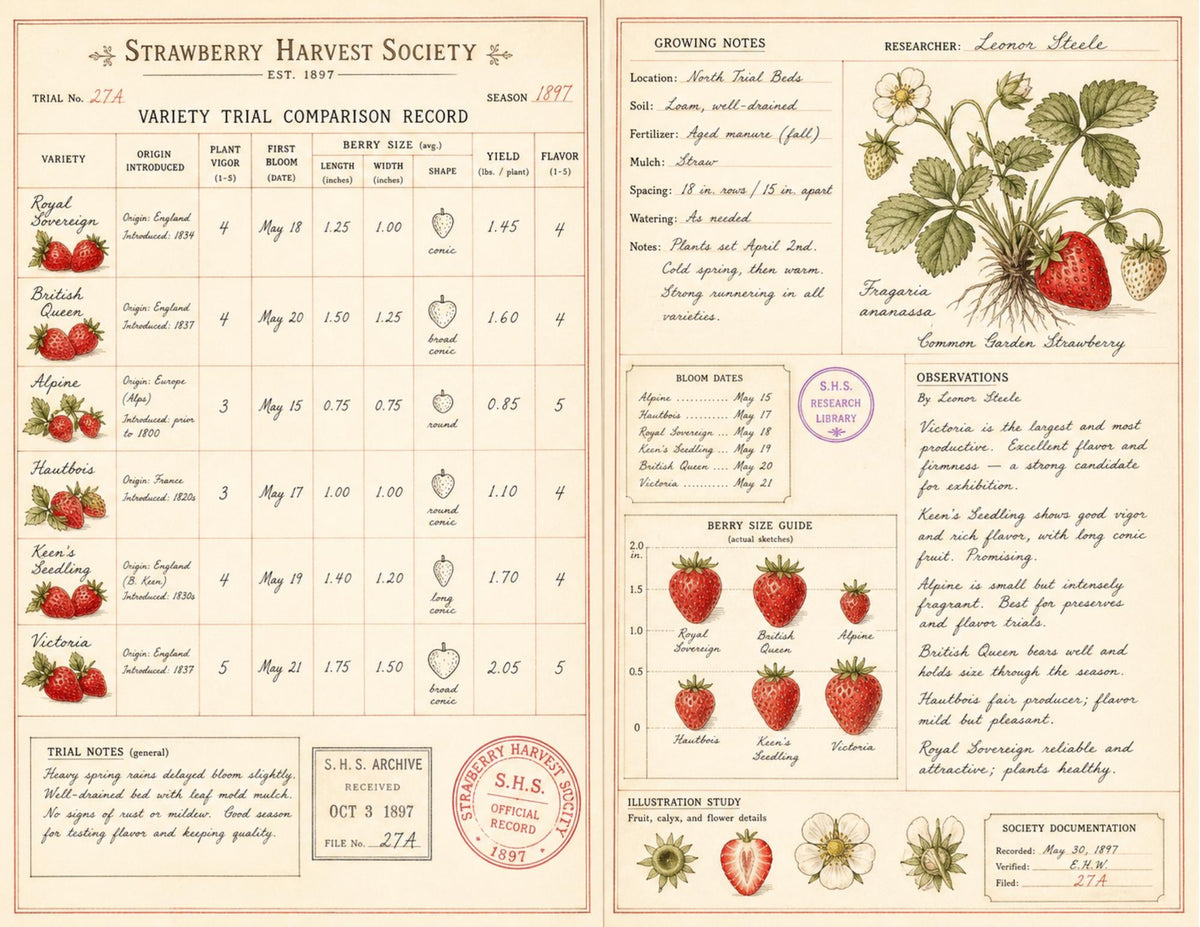 Strawberry Harvest Society Garden Records | Junk Journal Ephemera Pack | Vintage Strawberry Botanical Papers | Handmade Journal