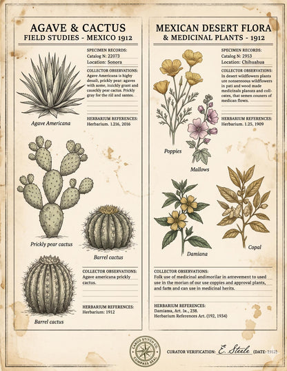 Mexico Expedition Archive Junk Journal Ephemera Pack | Vintage Travel Field Notes | Mexico Botanical & Archaeology Paper Collection