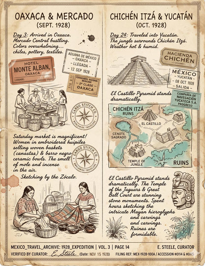Mexico Expedition Archive Junk Journal Ephemera Pack | Vintage Travel Field Notes | Mexico Botanical & Archaeology Paper Collection