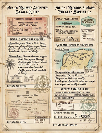 Mexico Expedition Archive Junk Journal Ephemera Pack | Vintage Travel Field Notes | Mexico Botanical & Archaeology Paper Collection