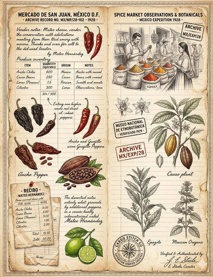 Mexico Expedition Archive Junk Journal Ephemera Pack | Vintage Travel Field Notes | Mexico Botanical & Archaeology Paper Collection