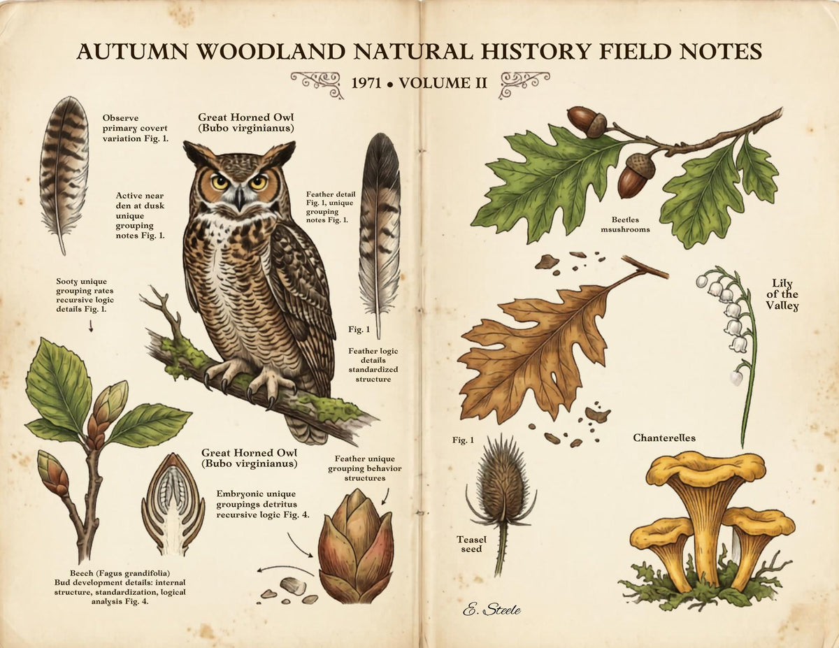 Woodland Field Notes Ephemera Collection | Handmade Woodland Junk Journal Ephemera, Botanical Nature Craft Kit, Vintage Naturalist Paper