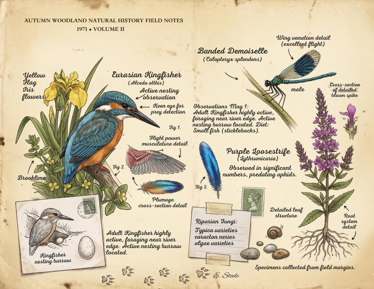 Woodland Field Notes Ephemera Collection | Handmade Woodland Junk Journal Ephemera, Botanical Nature Craft Kit, Vintage Naturalist Paper