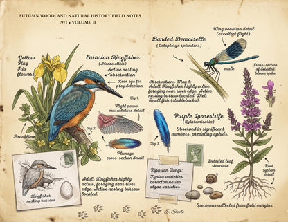 Woodland Field Notes Ephemera Collection | Handmade Woodland Junk Journal Ephemera, Botanical Nature Craft Kit, Vintage Naturalist Paper