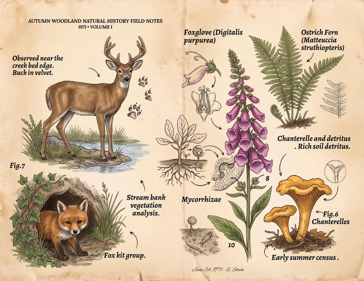 Woodland Field Notes Ephemera Collection | Handmade Woodland Junk Journal Ephemera, Botanical Nature Craft Kit, Vintage Naturalist Paper