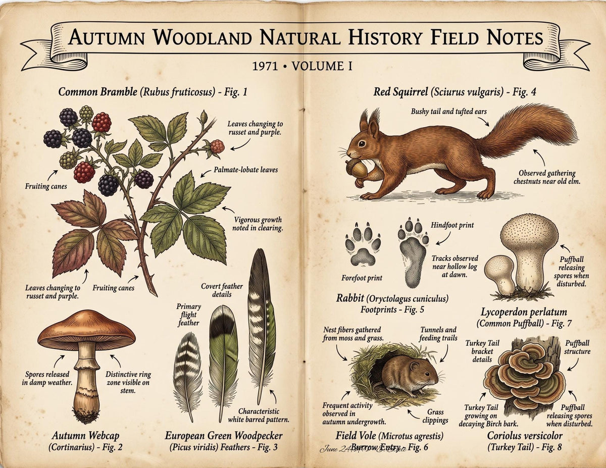 Woodland Field Notes Ephemera Collection | Handmade Woodland Junk Journal Ephemera, Botanical Nature Craft Kit, Vintage Naturalist Paper