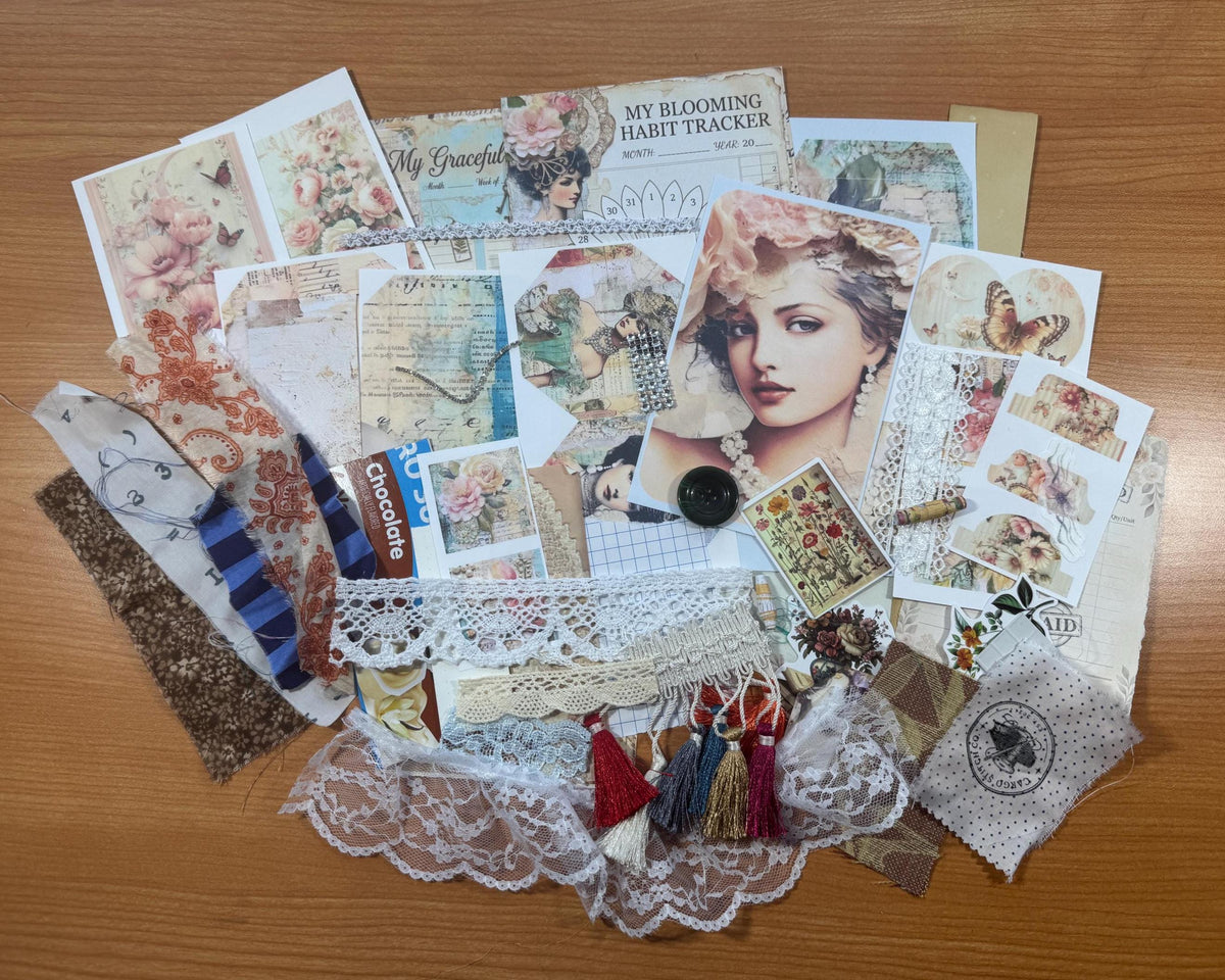 Romantic Rose Archive Junk Journal Ephemera Bundle | Vintage Floral Paper Pack | Victorian Ladies | Handmade Journal Kit