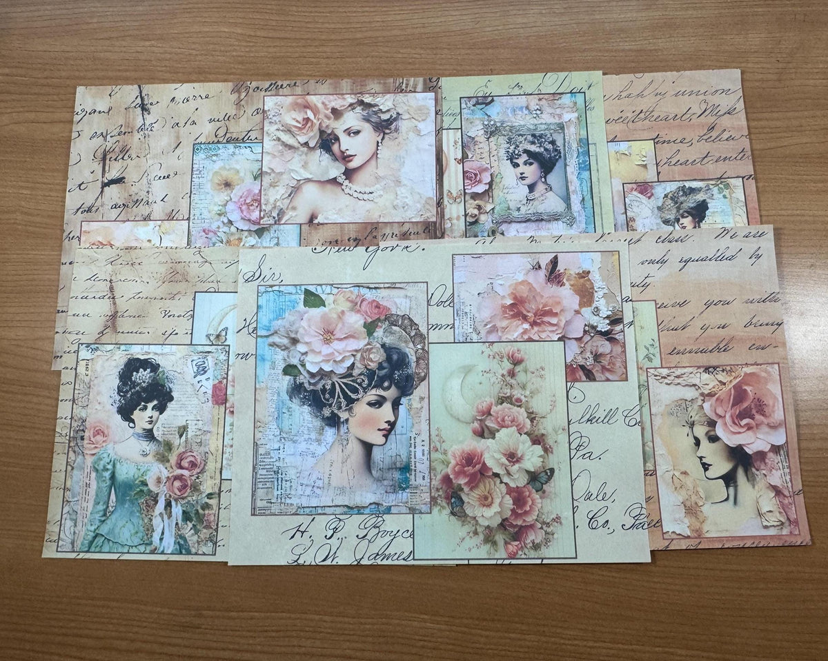 Romantic Rose Archive Junk Journal Ephemera Bundle | Vintage Floral Paper Pack | Victorian Ladies | Handmade Journal Kit