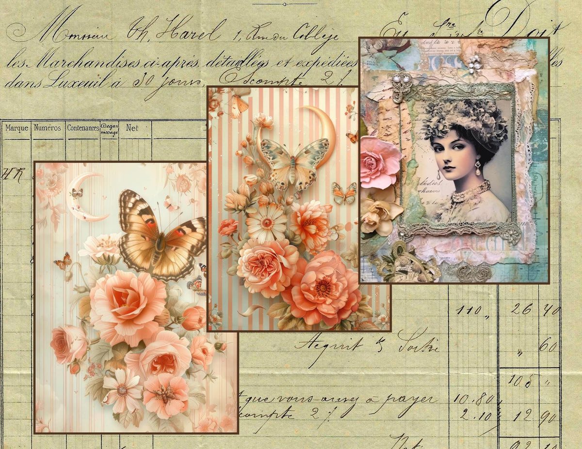Romantic Rose Archive Junk Journal Ephemera Bundle | Vintage Floral Paper Pack | Victorian Ladies | Handmade Journal Kit
