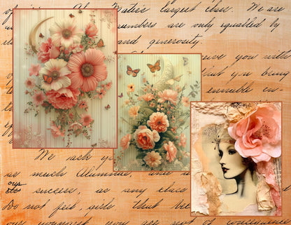 Romantic Rose Archive Junk Journal Ephemera Bundle | Vintage Floral Paper Pack | Victorian Ladies | Handmade Journal Kit