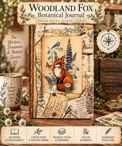 Fox Softcover Writing Notebook |Chosen Pieces Journal | Woodland Fox Ephemera Journal