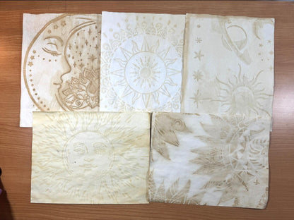 Hand Dyed Coffee Junk Journal Paper, Tea-Stained Paper, Stenciled, Mottled, Vintage Craft Ephemera, Bulk Paper Packs 5-500 Sheets