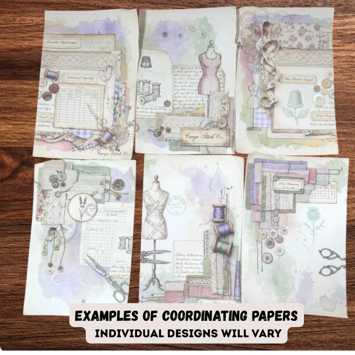 Mini Lavender Atelier Sewing Junk Journal Bundle | Vintage Sewing Ephemera Kit | Lavender Lace Journal Pages | Handmade Junk Journal Kit