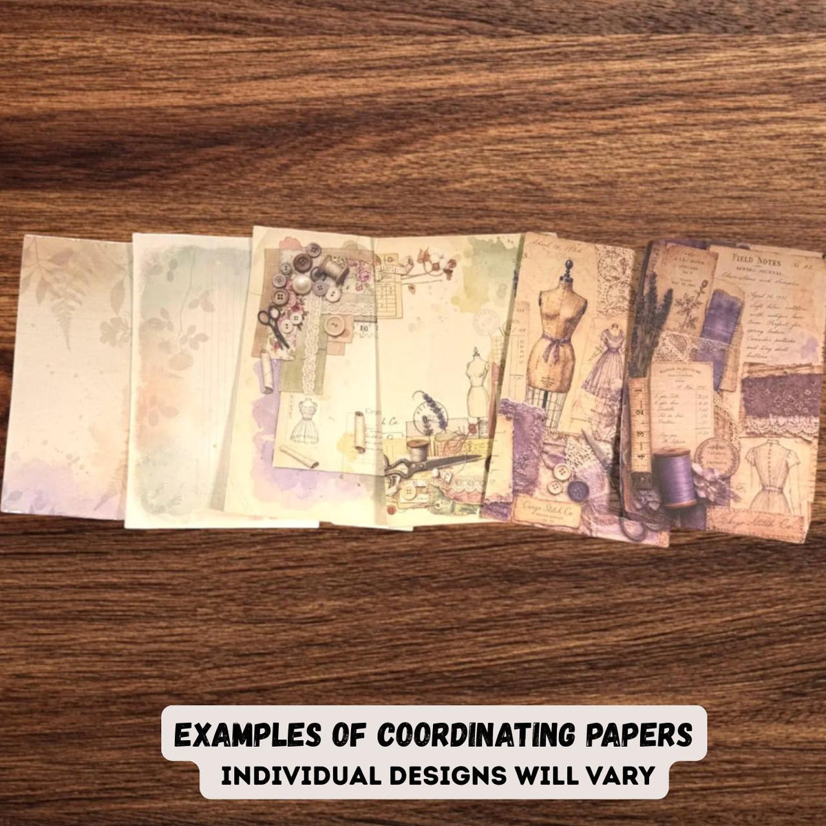 Mini Lavender Atelier Sewing Junk Journal Bundle | Vintage Sewing Ephemera Kit | Lavender Lace Journal Pages | Handmade Junk Journal Kit