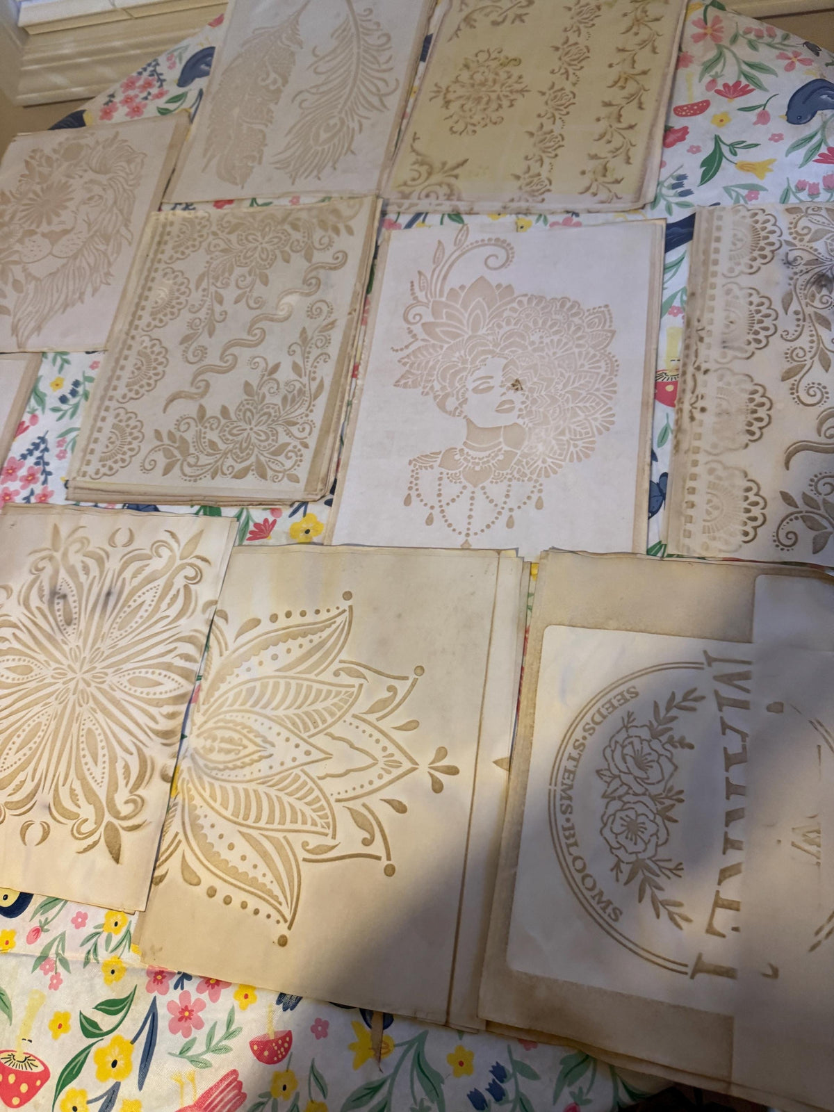 Coffee Dyed Paper & Tea Dyed Paper for Junk Journals | Handmade Stenciled, Mottled, Aged, Vintage Paper With Ephemera Pack