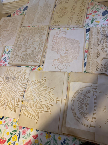 Coffee Dyed Paper & Tea Dyed Paper for Junk Journals | Handmade Stenciled, Mottled, Aged, Vintage Paper With Ephemera Pack