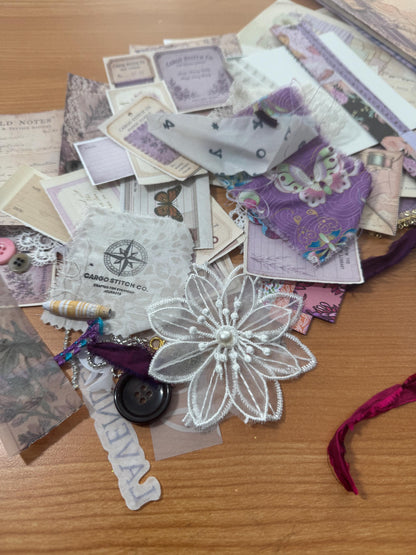 Lavender Atelier Sewing Junk Journal Bundle | Vintage Sewing Ephemera Kit | Lavender Lace Journal Pages | Handmade Junk Journal Kit