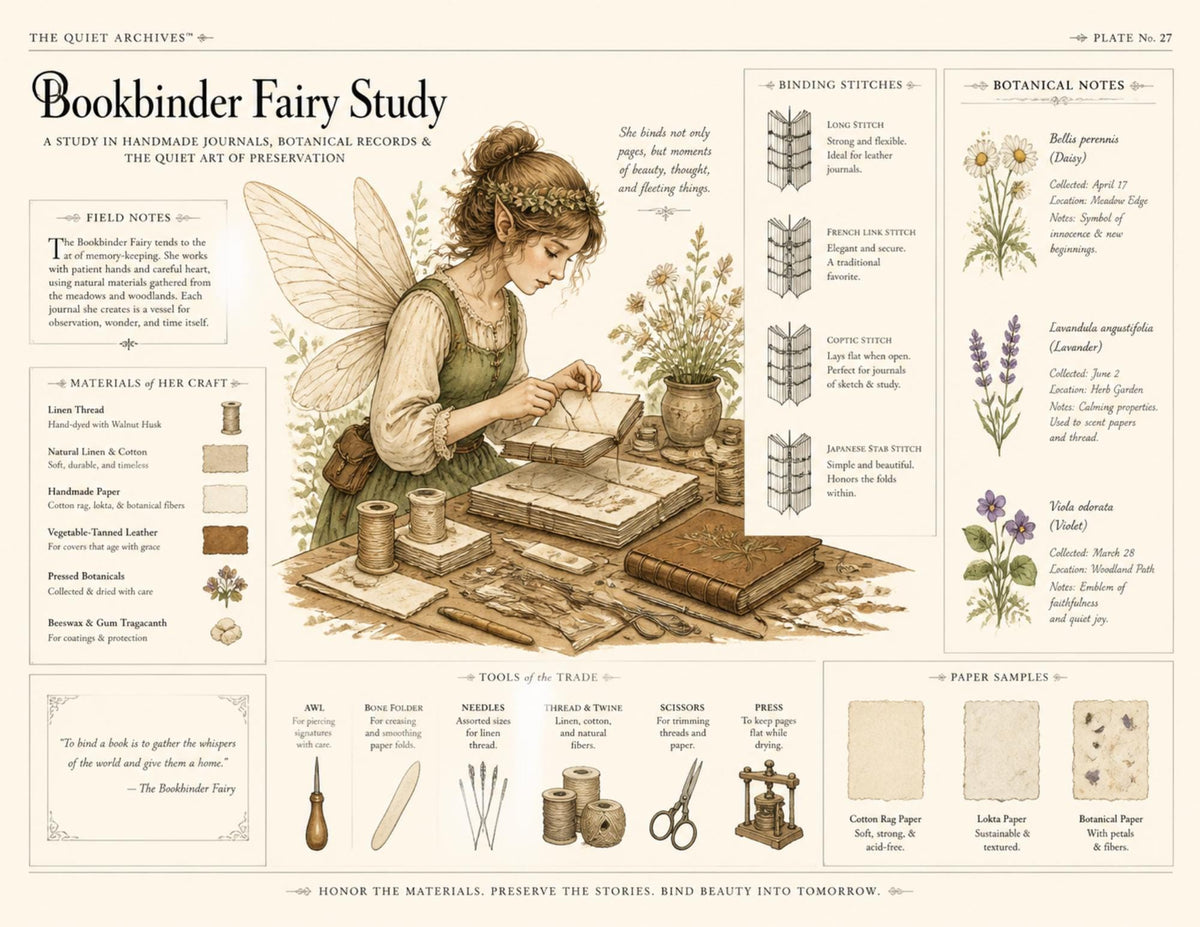 Fairy Archivist Office Junk Journal Ephemera Pack, The Quiet Archives, Vintage Fairy Botanical Papers, Handmade Journal