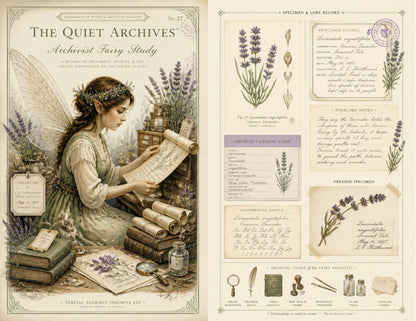Fairy Archivist Office Junk Journal Ephemera Pack, The Quiet Archives, Vintage Fairy Botanical Papers, Handmade Journal
