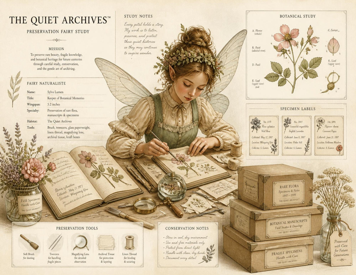 Fairy Archivist Office Junk Journal Ephemera Pack, The Quiet Archives, Vintage Fairy Botanical Papers, Handmade Journal
