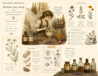 Fairy Naturalist Garden Junk Journal Ephemera Pack, The Quiet Archives, Botanical Fairy Papers, Handmade Journal Bundle