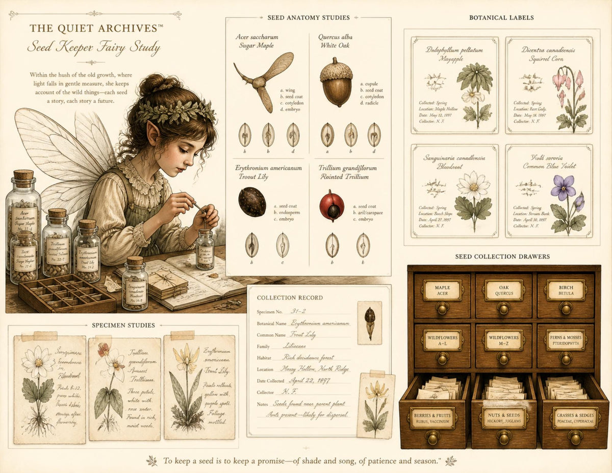 Fairy Naturalist Garden Junk Journal Ephemera Pack, The Quiet Archives, Botanical Fairy Papers, Handmade Journal Bundle