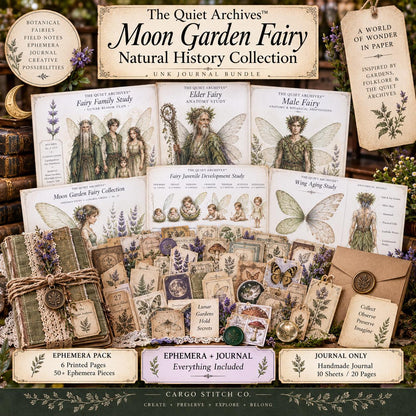 Moon Garden Fairy Junk Journal Ephemera Pack | Fairy Natural History Pages | Handmade Journal Bundle | The Quiet Archives