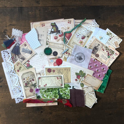 Strawberry Harvest Society Garden Records | Junk Journal Ephemera Pack | Vintage Strawberry Botanical Papers | Handmade Journal