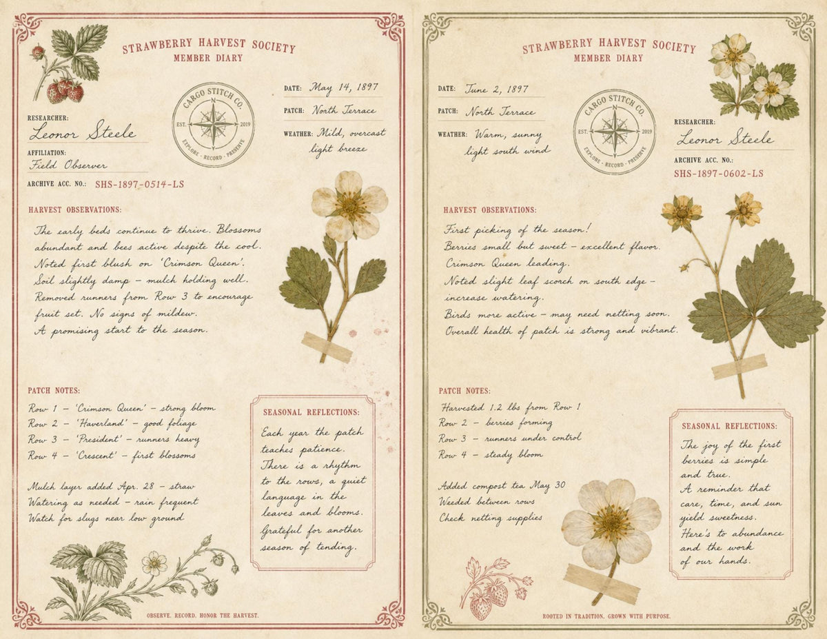 Strawberry Harvest Society Junk Journal Ephemera Pack, Vintage Botanical Garden Journal, Strawberry Paper Craft Bundle