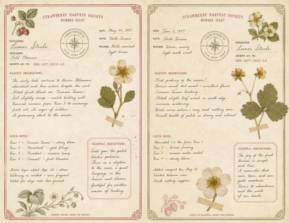 Strawberry Harvest Society Junk Journal Ephemera Pack, Vintage Botanical Garden Journal, Strawberry Paper Craft Bundle