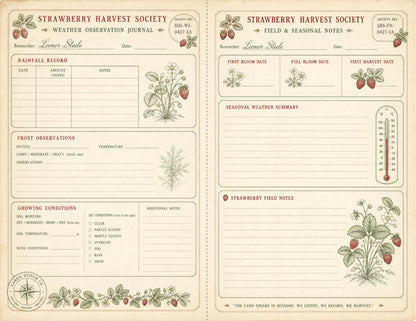 Strawberry Harvest Society Garden Records | Junk Journal Ephemera Pack | Vintage Strawberry Botanical Papers | Handmade Journal