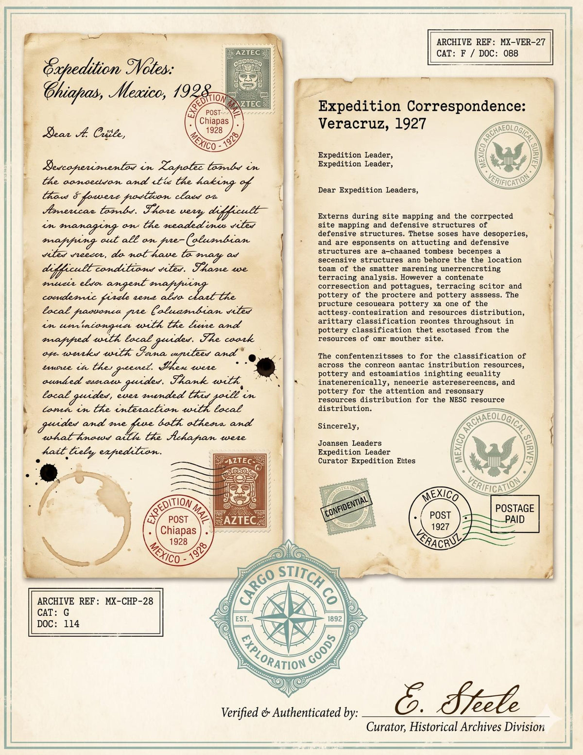 Mexico Expedition Archive Junk Journal Ephemera Pack | Vintage Travel Field Notes | Mexico Botanical & Archaeology Paper Collection