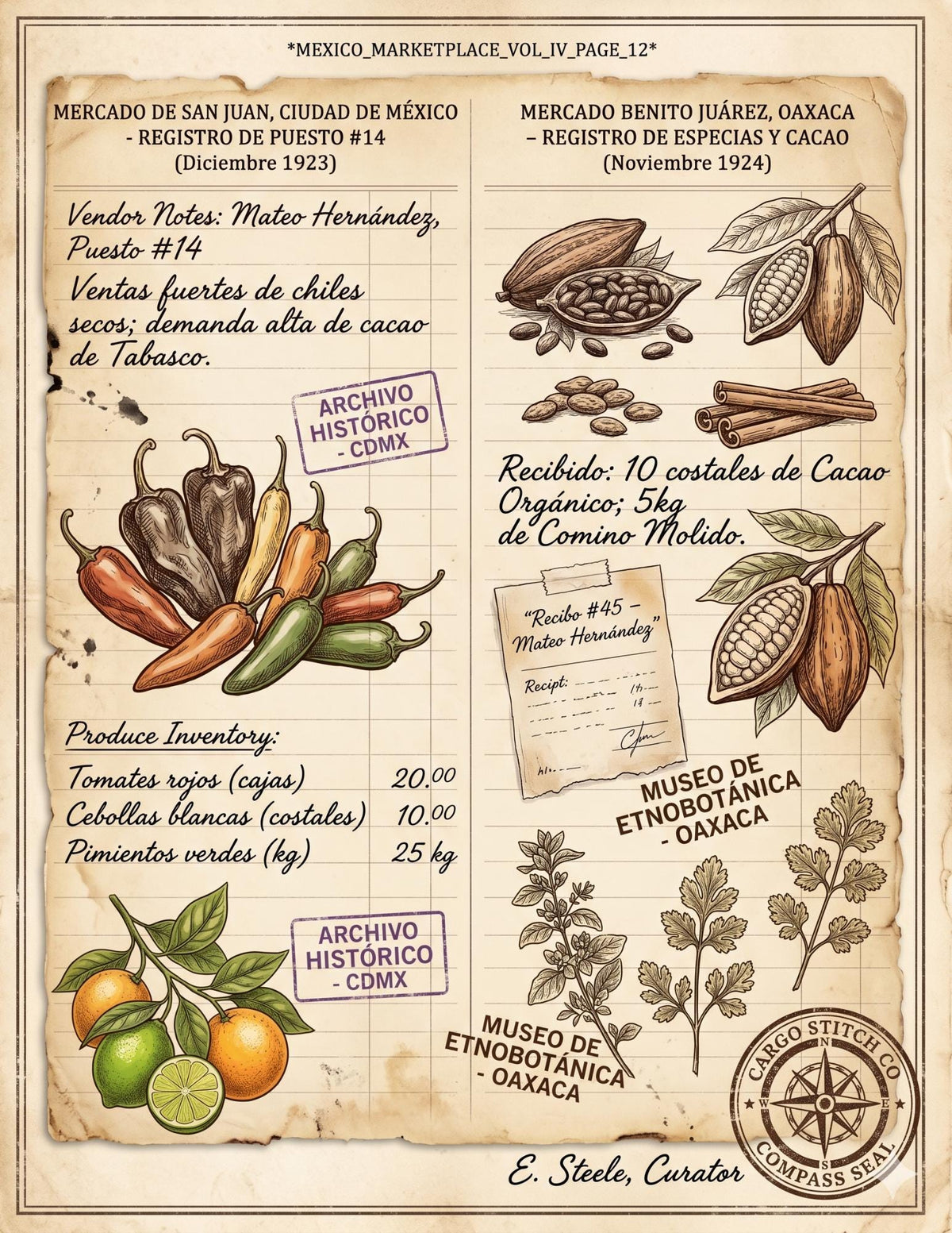 Mexico Expedition Archive Junk Journal Ephemera Pack | Vintage Travel Field Notes | Mexico Botanical & Archaeology Paper Collection