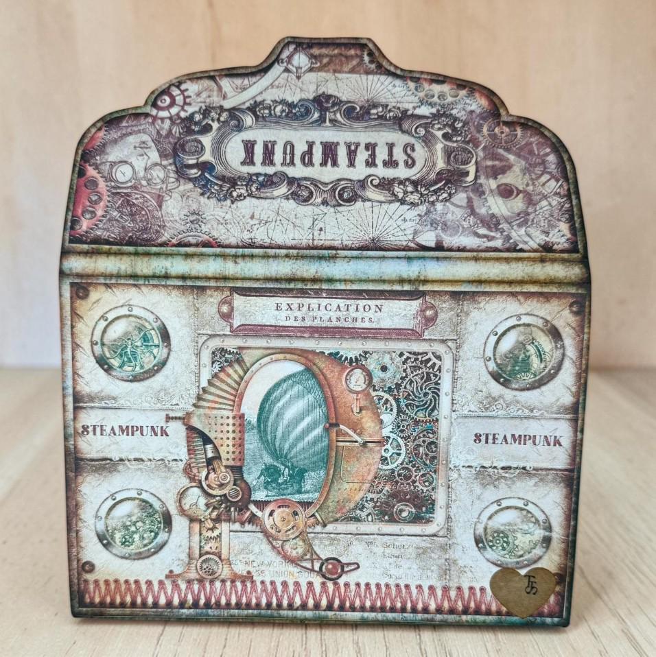 Steampunk Accordion File Folder, 4 Pocket Ephemera Organizer, Junk Journal Storage, Handmade Paper Folder