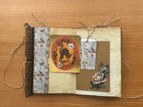 Potion Keeper’s Ledger Halloween Junk Journal, 80 Pages, 50+ Ephemera, October Coven Grimoire, Handmade Gothic Journal