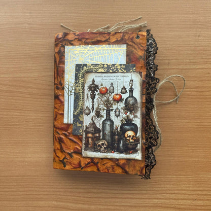 Potion Keeper’s Ledger Halloween Junk Journal, 80 Pages, 50+ Ephemera, October Coven Grimoire, Handmade Gothic Journal